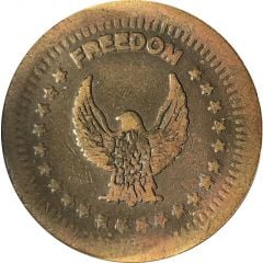 Token - No Cash Value Eagle looking left, `Freedom`, Brass, 23 mm