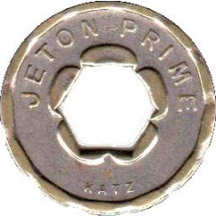 Jeton Prime - Appareil distributeur Katz, with hexagonal hole