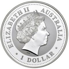 1 Dollar - Elizabeth II 4th Portrait - Australian Kookaburra - Massachusetts Privy