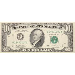 10 Dollars Federal Reserve Note, small portrait, with security thread