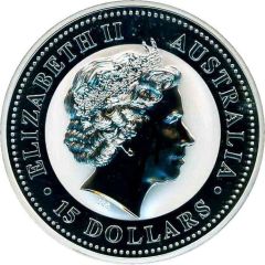 15 Dollars - Elizabeth II 4th Portrait - Year of the Monkey - Silver Bullion Coin