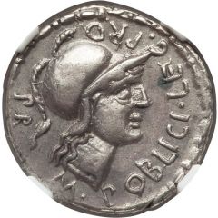 Denarius Pompey the Younger/M. Publicius