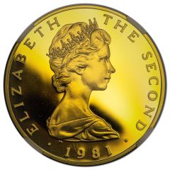 5 Pounds - Elizabeth II Triskelion on map, Gold Proof