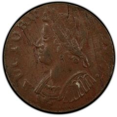 1/2 Penny - Copper `Mailed Bust Facing Left`