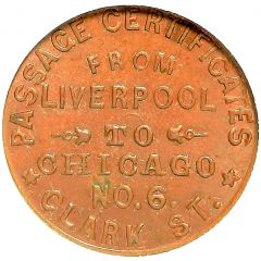 Civil War Passage Certificate Merchant Token Chicago, IL