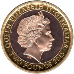 2 Pounds - Elizabeth II Churchill - Blood, Toil, Tears, Gold plated