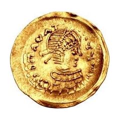 1 Tremissis In the name of Maurice Tiberius, Clean bust with sectioned body