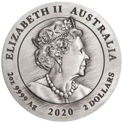 2 Dollars - Elizabeth II 6th Portrait - Year of the Mouse, Silver Antique