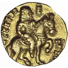 Gold Dinar - Kumaragupta I Horseman type, Lakshmi w/o Peacock