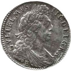 1/2 Crown - William III 1st bust, large shields, ordinary harp