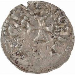 Obol - Lothair II Bourges mint, temple