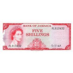 5 Shillings - Elizabeth II English motto below arms
