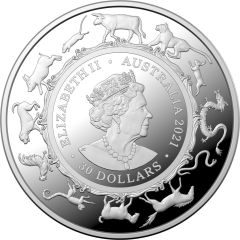 30 Dollars - Elizabeth II 6th Portrait - Year of the Ox, Silver Bullion Coin