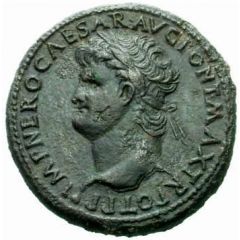 Sestertius - Nero PORT AVG S C, Neptune and Tiber