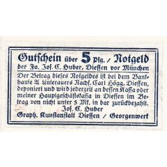 5 Pfennig Dießen am Ammersee, Jos. C. Huber