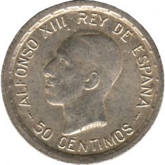 50 Centimos - Alfonso XIII 6th portrait