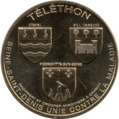 Tourist token - Monnaie de Paris - Telethon - Coat of arms Stains Pierrefitte-sur-Seine Villetaneuse