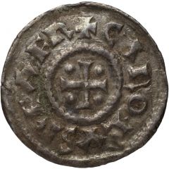 Denier - Charles II Auxerre mint, temple