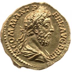 Aureus - Commodus IOVI EXSVPER P M TR P XII IMP VIII COS V P P, Jupiter