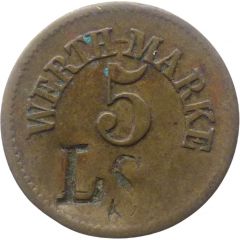 5 Pfennig Werth-Marke, Countermarked `LS`