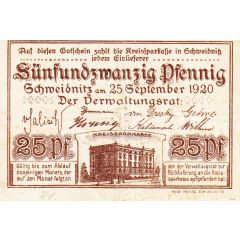 25 Pfennig Landkreis Schweidnitz