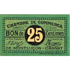25 Centimes - Chambre de Commerce de Montluçon - Gannat 03