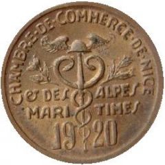 5 Centimes - Chambre de commerce - Nice [06] Gilded Copper