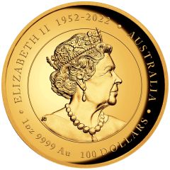 100 Dollars - Elizabeth II 6th Portrait, In the name of - Year of the Dragon - Gold Proof High Relief