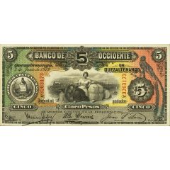 5 Pesos Banco de Occidente en Quezaltenango