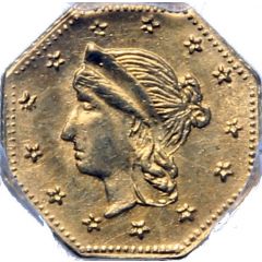 1863 Gold 1 Dollar Liberty California Fractional Gold