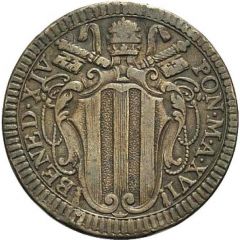 1 Baiocco - Benedict XIV Straight shield, Small clockwise Wreath