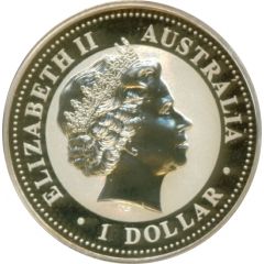 1 Dollar - Elizabeth II 4th Portrait - Australian Kookaburra - Square Penny Privy