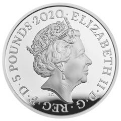5 Pounds - Elizabeth II King George III, Silver Piedfort