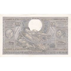 100 Francs / 20 Belgas Dutch on obverse