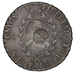 8 Reales - Ferdinand VII Countermark on Argentina 8 Reales