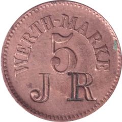 5 Pfennig Werth-Marke, Countermarked `JR`
