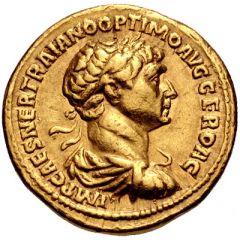 Aureus - Trajan P M TR P COS VI P P S P Q R FORT RED, Fortuna