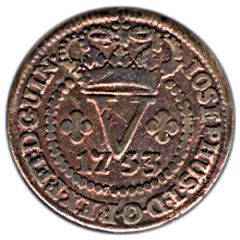 5 Réis - José I Lisbon and Rio de Janeiro Mints