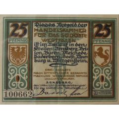 25 Pfennig Handelskammer für das südöstliche Westfalen