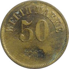 50 Pfennig Wehrt-Marke - Countermark `Schlichte brewery in Steinhagen`