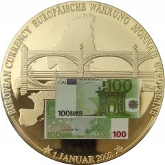 Medal - 100 Euro Note - Banknote Euro introduction 01 January 2002