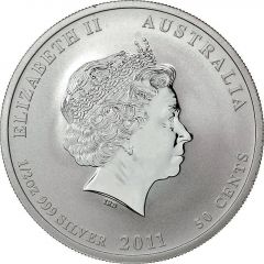 50 Cents - Elizabeth II 4th Portrait - Year of the Rabbit - Silver Bullion Coin