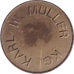 KWM token - Karl W. Müller KG. / Münzprüfer KWM Braunschweig 26 mm, no hole, no circle on obverse