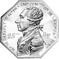 25 euros Arrivée de La Fayette à Boston Haut Relief
