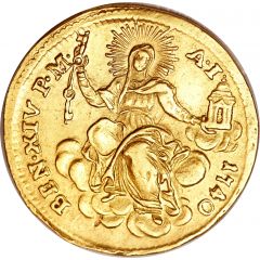 1 Zecchino - Benedict XIV REPENTE DE CÆLO - Wide shield