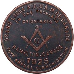 Masonic Medal - Grand Lodge A.F. & A.M of Canada Hamilton, Ontario