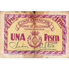 1 Peseta Simat de Valldigna