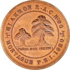 Masonic Penny - Mt. Akron R. A. Chapter No. 20 Montague, Prince Edward Island