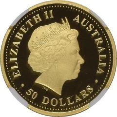 50 Dollars - Elizabeth II 4th Portrait - Frilled Neck Lizard - Gold Bullion Coin