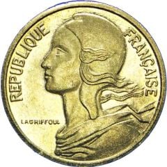 5 centimes Marianne Epreuve uniface d`avers en cupro-aluminium-nickel